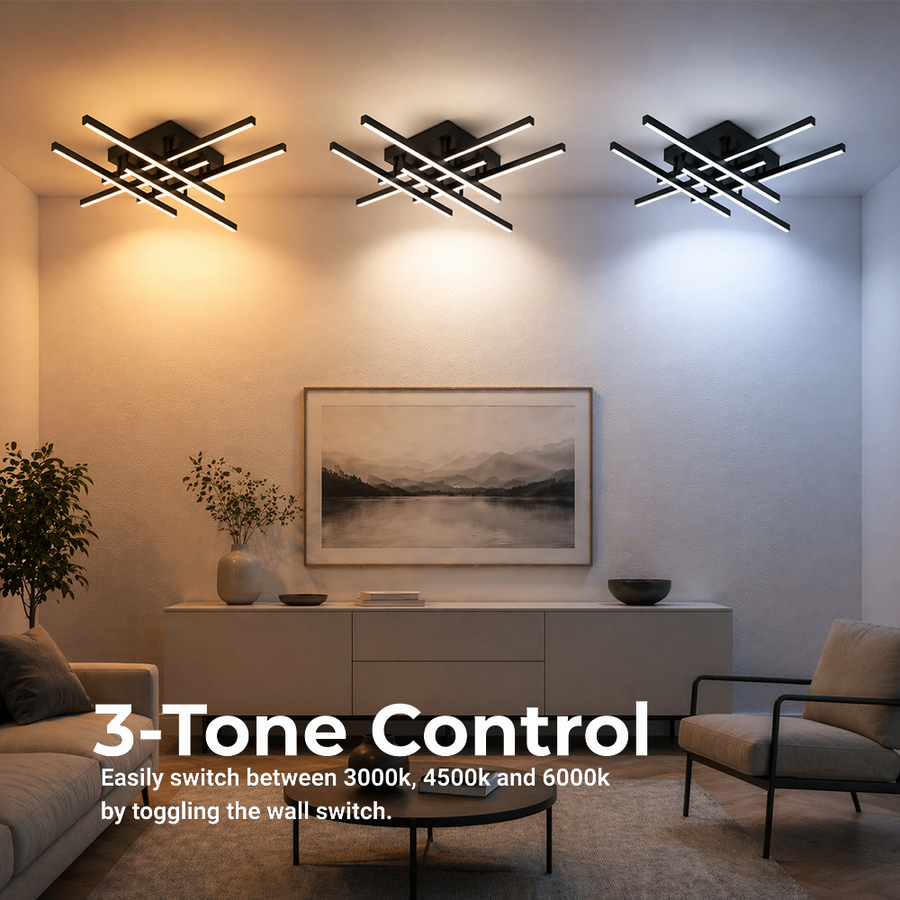 LED csillár távirányítóval LINEX, 81 W, 6 elem, lineáris, hideg/meleg/semleges fény, szabályozható, fekete LED csillárok távirányítóval Alapértelmezett cím Alessandro Design