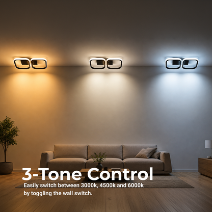 LED csillár VERTEX 21W, 2 négyzet, lineáris, hideg/meleg/semleges fény, fekete LED csillárok alapértelmezett cím Alessandro Design
