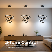 Függesztett LED-csillár távirányítóval CASIANA 85W, 3 kör, hideg/meleg/semleges fény, szabályozható, fekete, állítható magasságú LED-csillárok távirányítóval Alapértelmezett cím Alessandro Design