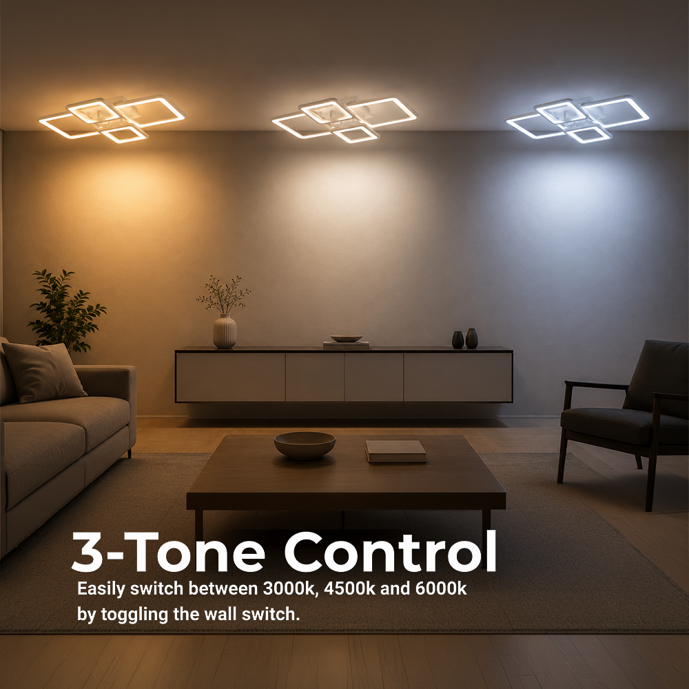 LED-es csillár távirányítóval ELLA 67W, 4 négyzet, hideg/meleg/semleges fény, szabályozható, fehér LED-es csillár távirányítóval Alapértelmezett cím Alessandro Design