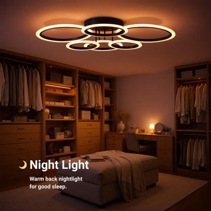 LED csillár távirányítóval BETTY 82W, 6 kör, hideg/meleg/semleges fény, szabályozható, fekete LED csillárok távirányítóval Alapértelmezett cím Alessandro Design