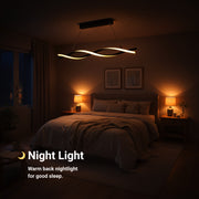 Függesztett LED-csillár távirányítóval, FLUX, 27 W, 116 cm, hideg/meleg/semleges fény 3000K/4000K/6000K, szabályozható, fekete, állítható magasságú, fém és szilikon modern csillárok alapértelmezett cím Alessandro Design