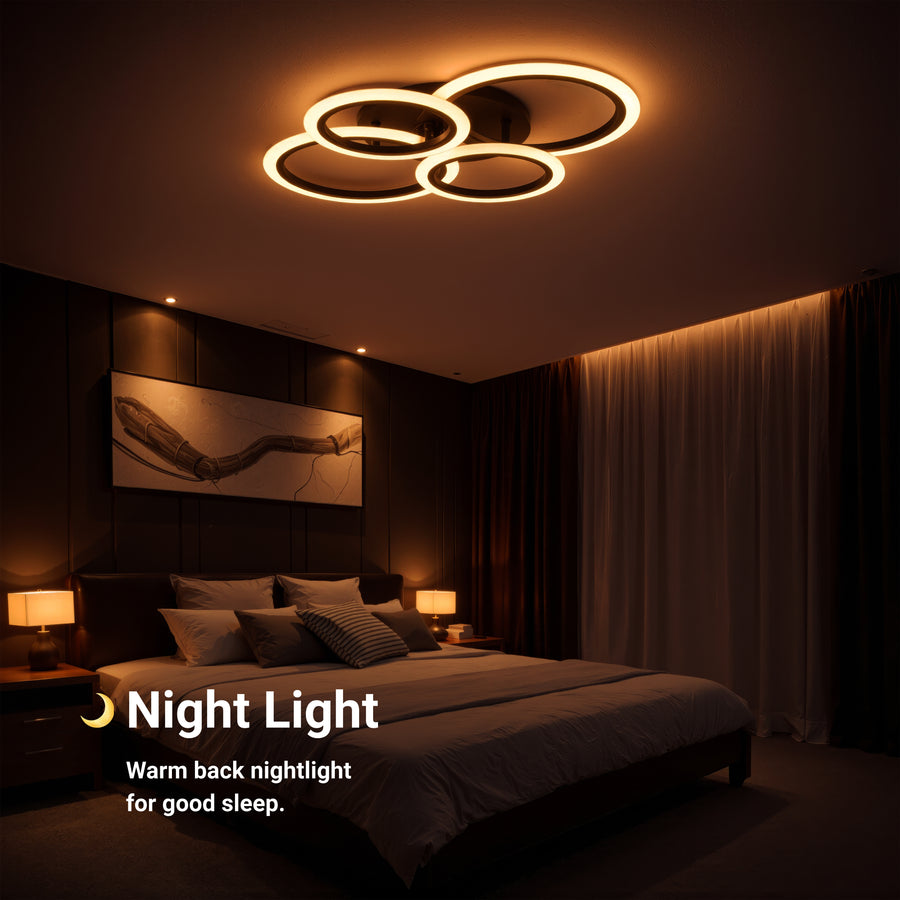 LED csillár távirányítóval BETTY 43W, 4 kör, hideg/meleg/semleges fény, szabályozható, fekete LED csillárok távirányítóval Alapértelmezett cím Alessandro Design