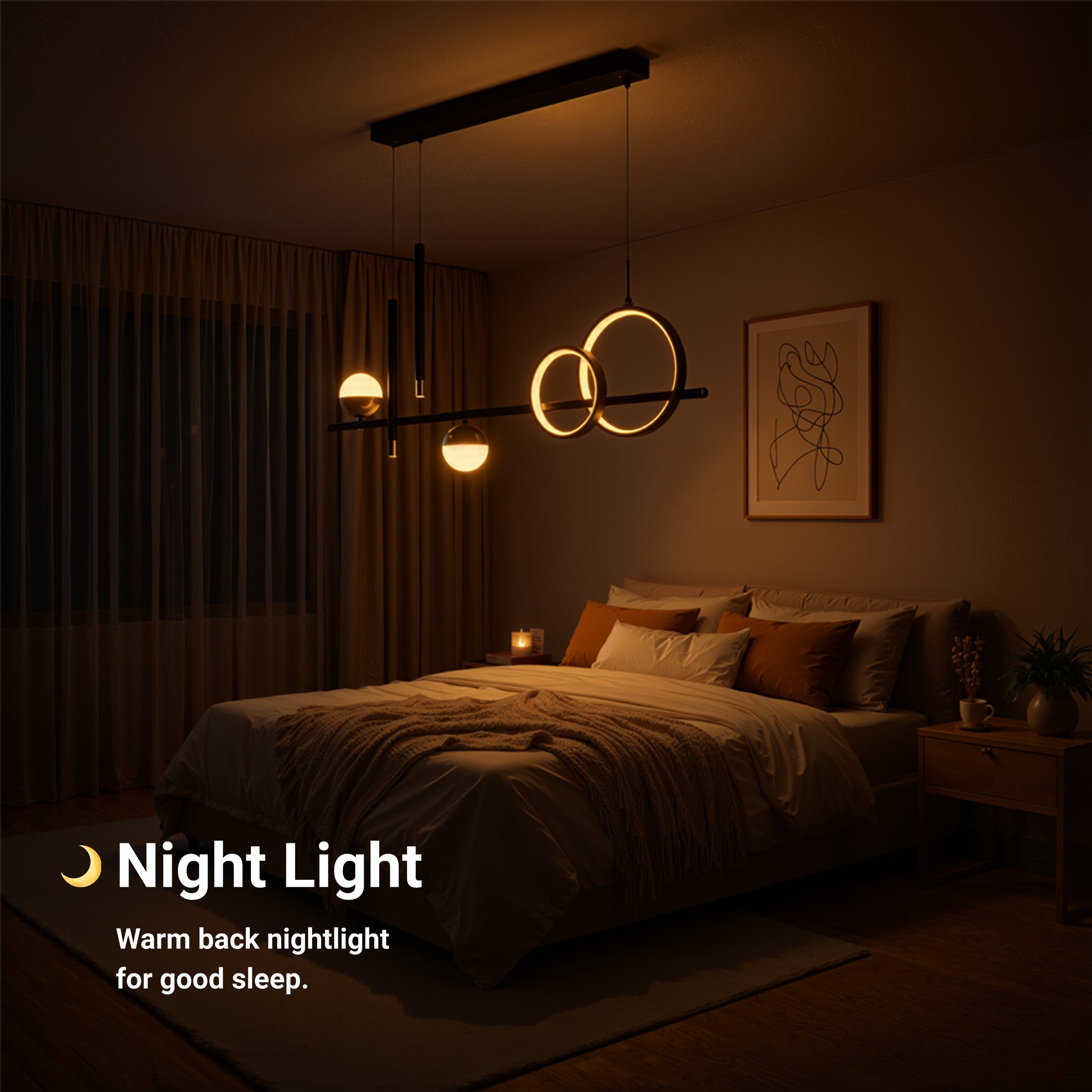 Függesztett LED-csillár távirányítóval DAMARA 44W, hideg/meleg/semleges fény, szabályozható, fekete, állítható magasságú LED-csillárok távirányítóval Alapértelmezett cím Alessandro Design