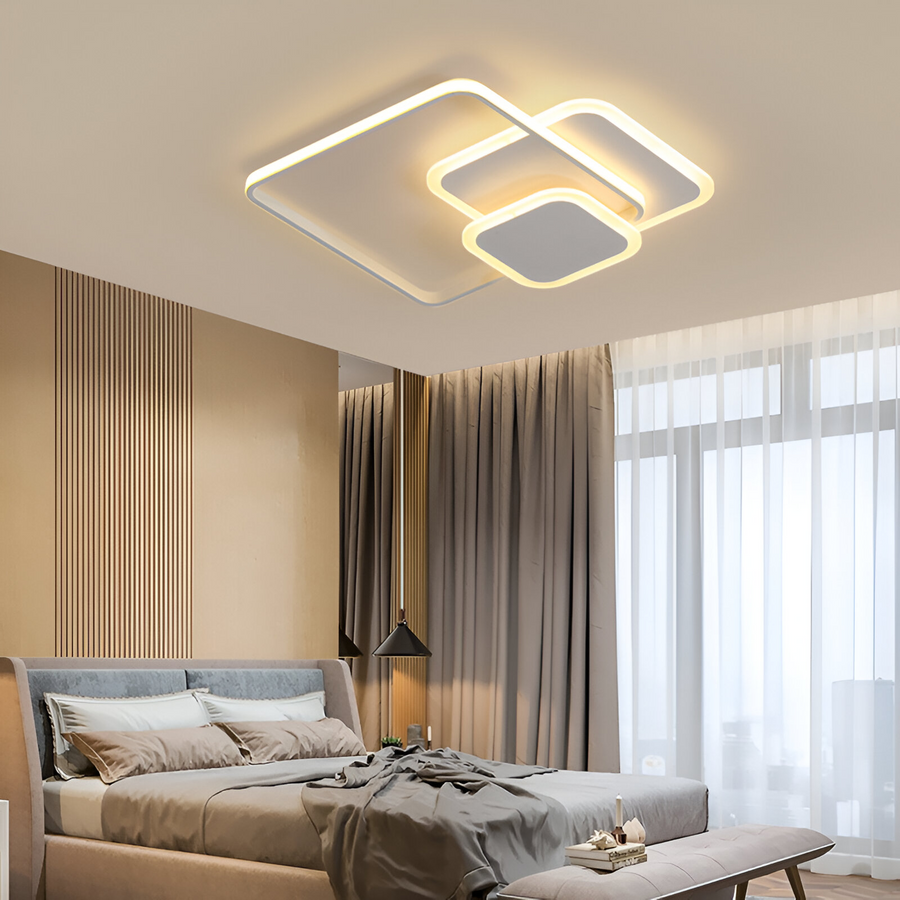 LED-csillár távirányítóval ANEMONA 75W, 3 négyzet, hideg/meleg/semleges fény, szabályozható, fehér LED-es csillár távirányítóval Alapértelmezett cím Alessandro Design