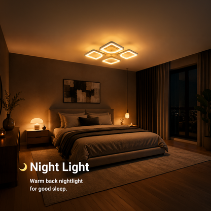 LED csillár távirányítóval ZOE 53W, 4 négyzet, hideg/meleg/semleges fény, szabályozható, fehér LED-es csillár távirányítóval Alapértelmezett cím Alessandro Design