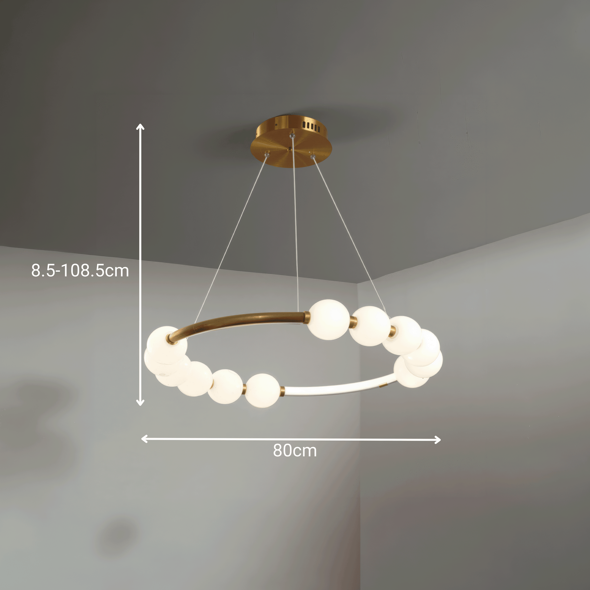 LED függőlámpa akril Nova 57W távirányítóval, szabályozható, 3000K/4000K/6000K, arany, fém és akril LED-csillárok távirányítóval Alapértelmezett cím Alessandro Design