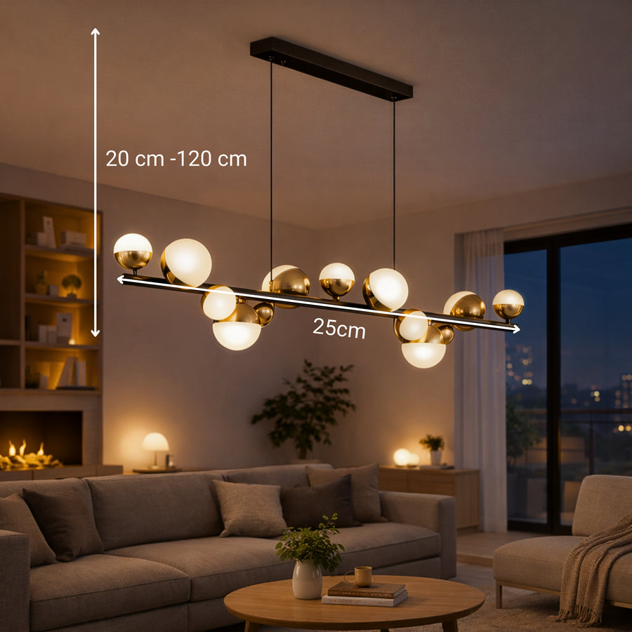 Aurion 29 W akril LED függő csillár távirányítóval, szabályozható, fekete arany, fém és akril LED csillárok távirányítóval Alapértelmezett cím Alessandro Design