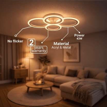 LED-es csillár távirányítóval BETTY 43W, 4 kör, hideg/meleg/semleges fény, szabályozható, fehér LED-es csillár távirányítóval Alapértelmezett cím Alessandro Design