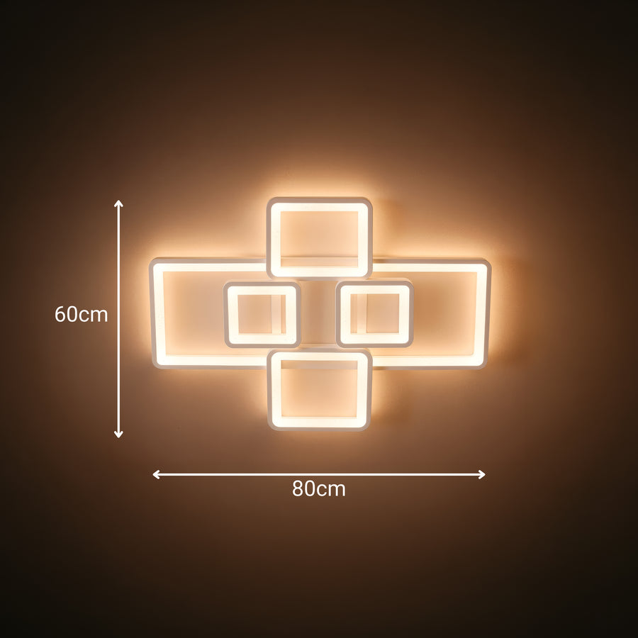 LED-es csillár távirányítóval ELLA 119W, 6 négyzet, hideg/meleg/semleges fény, szabályozható, fehér LED-es csillár távirányítóval Alapértelmezett cím Alessandro Design
