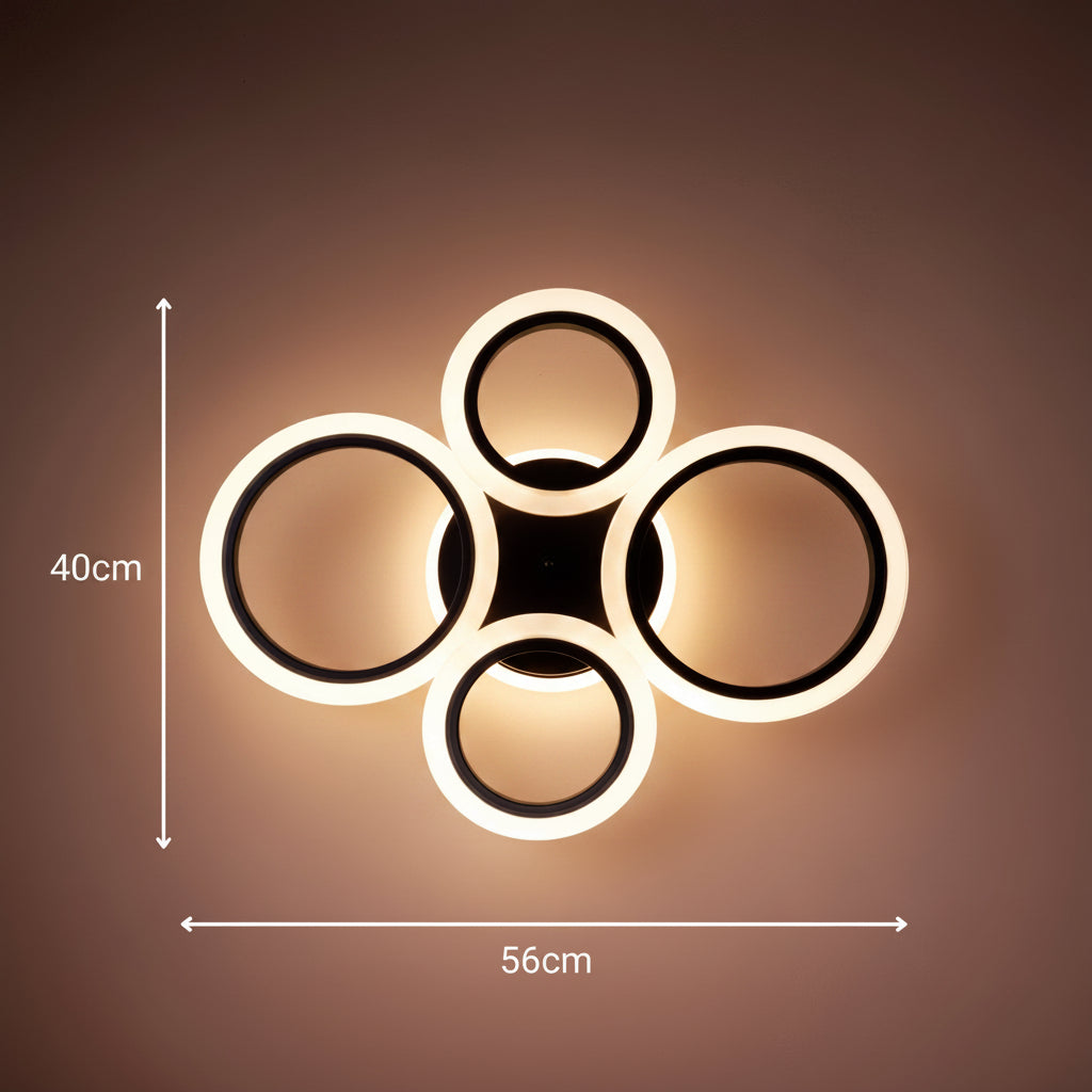 LED csillár távirányítóval BETTY 41W, 4 kör, hideg/meleg/neutrális/RGB fény, szabályozható, fekete LED csillárok távirányítóval Alapértelmezett cím Alessandro Design