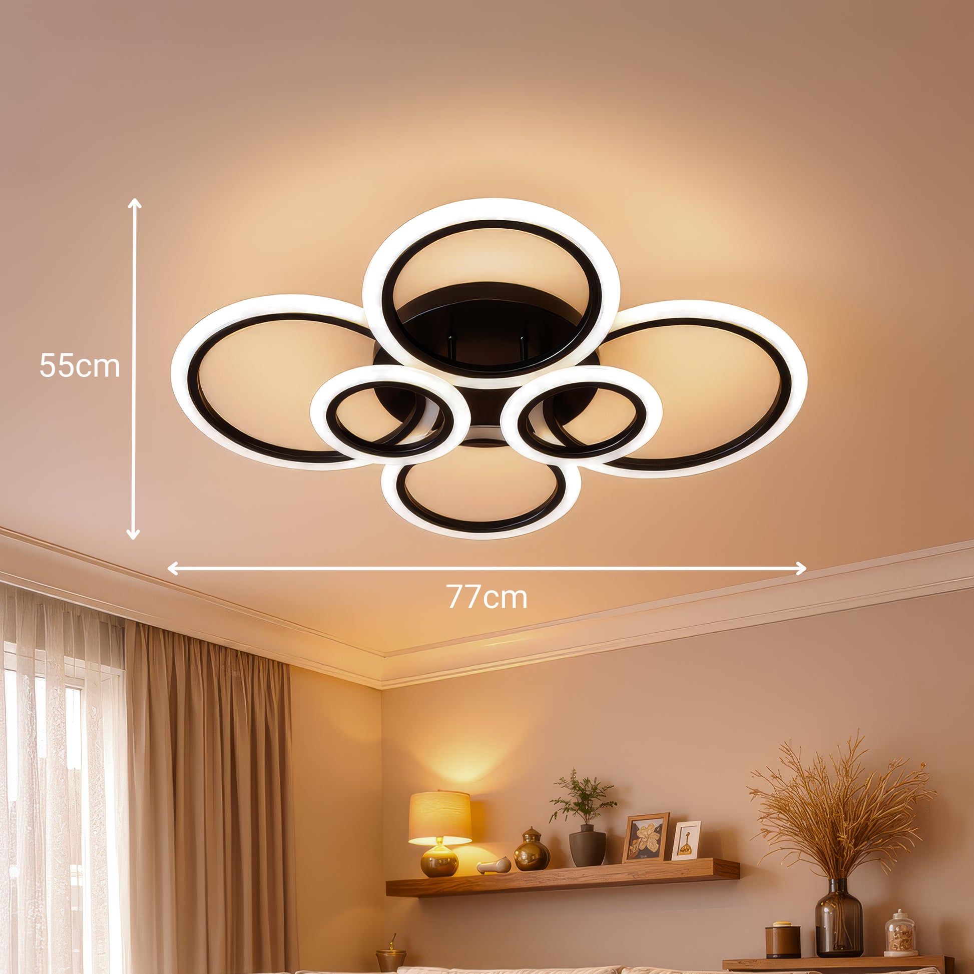 LED csillár távirányítóval BETTY 82W, 6 kör, hideg/meleg/semleges fény, szabályozható, fekete LED csillárok távirányítóval Alapértelmezett cím Alessandro Design