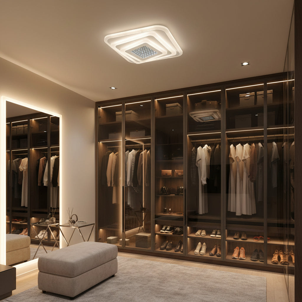 LED csillár NEXA 3D 46W, négyzet alakú, hideg/meleg/semleges fény, fehér LED csillárok alapértelmezett cím Alessandro Design