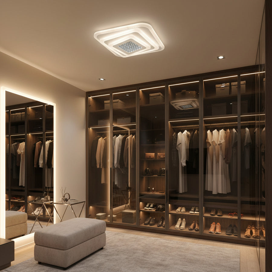 LED csillár NEXA 3D 46W, négyzet alakú, hideg/meleg/semleges fény, fehér LED csillárok alapértelmezett cím Alessandro Design