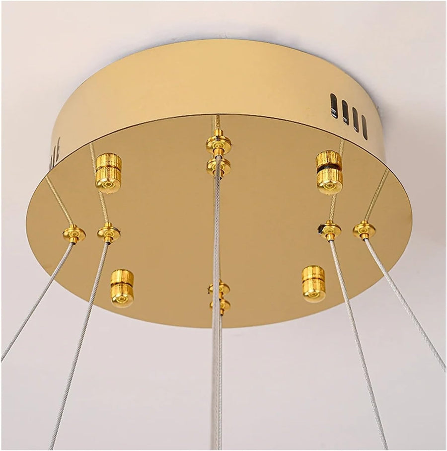 Lustra LED cu Telecomanda, LLC132/300GD, Cristal si Metal, 37W, 2 Cerc, Dimabila, 3000K/4000K/6000K, Iluminat Luxos Lustre LED cu Telecomanda Default Title Alessandro Design