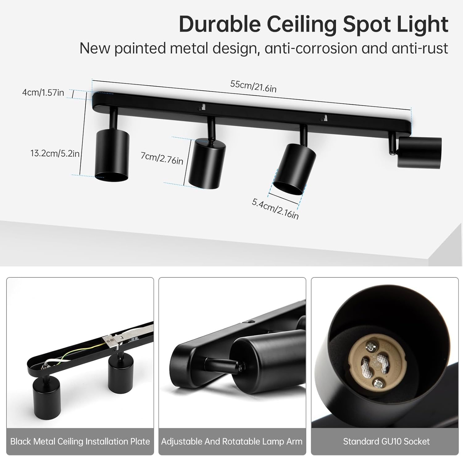 Lustra Clasica Moderna, Joom cu Proiector Liniar, 4XGU10, Metal, Negru, Becuri Neincluse Lustre LED Default Title Alessandro Design
