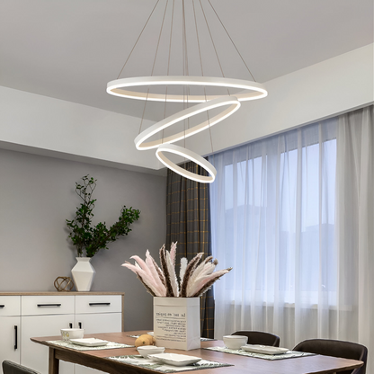 Függesztett LED-csillár távirányítóval SERENA 85W, 60cm, 3 kör, hideg/meleg/semleges fény, szabályozható, fehér, állítható magasságú LED-csillár távirányítóval Alapértelmezett cím Alessandro Design