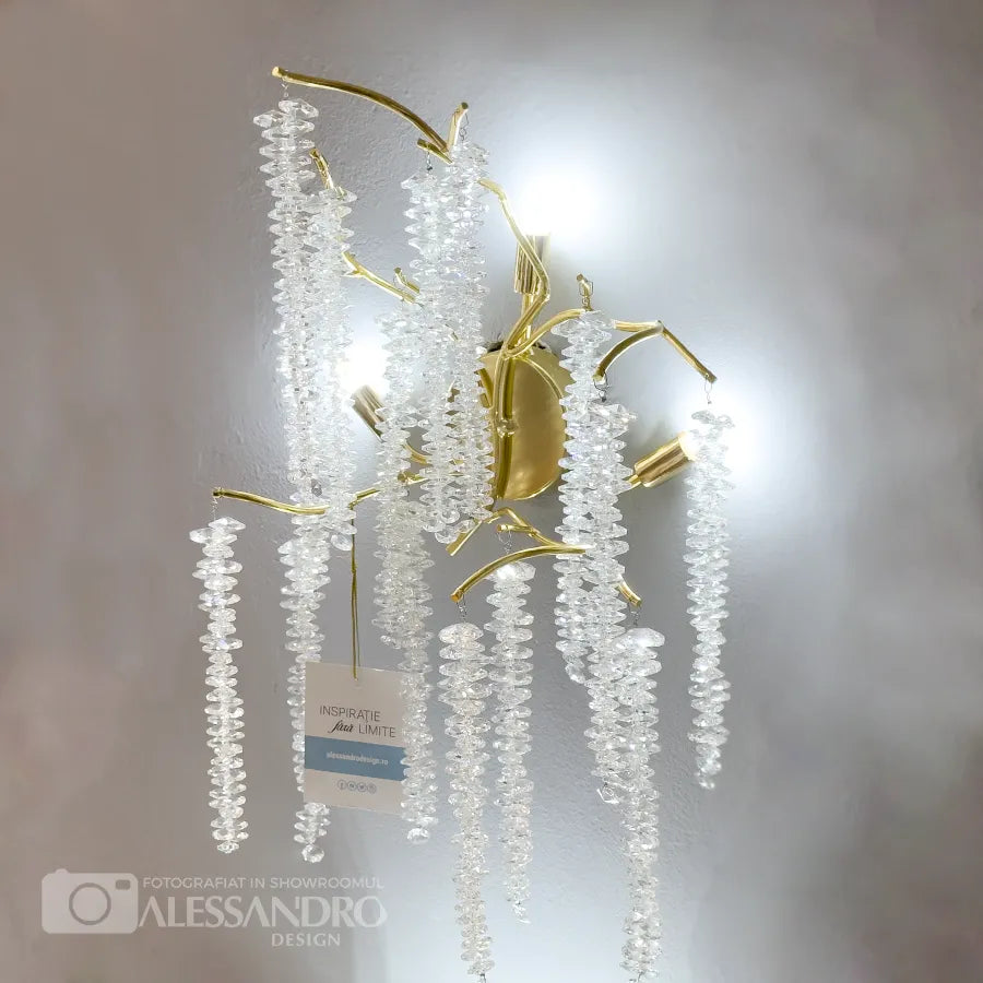 Cristal Chandler fali lámpa 3x G9 Gold belső fali lámpa Alapértelmezett cím Alessandro Design