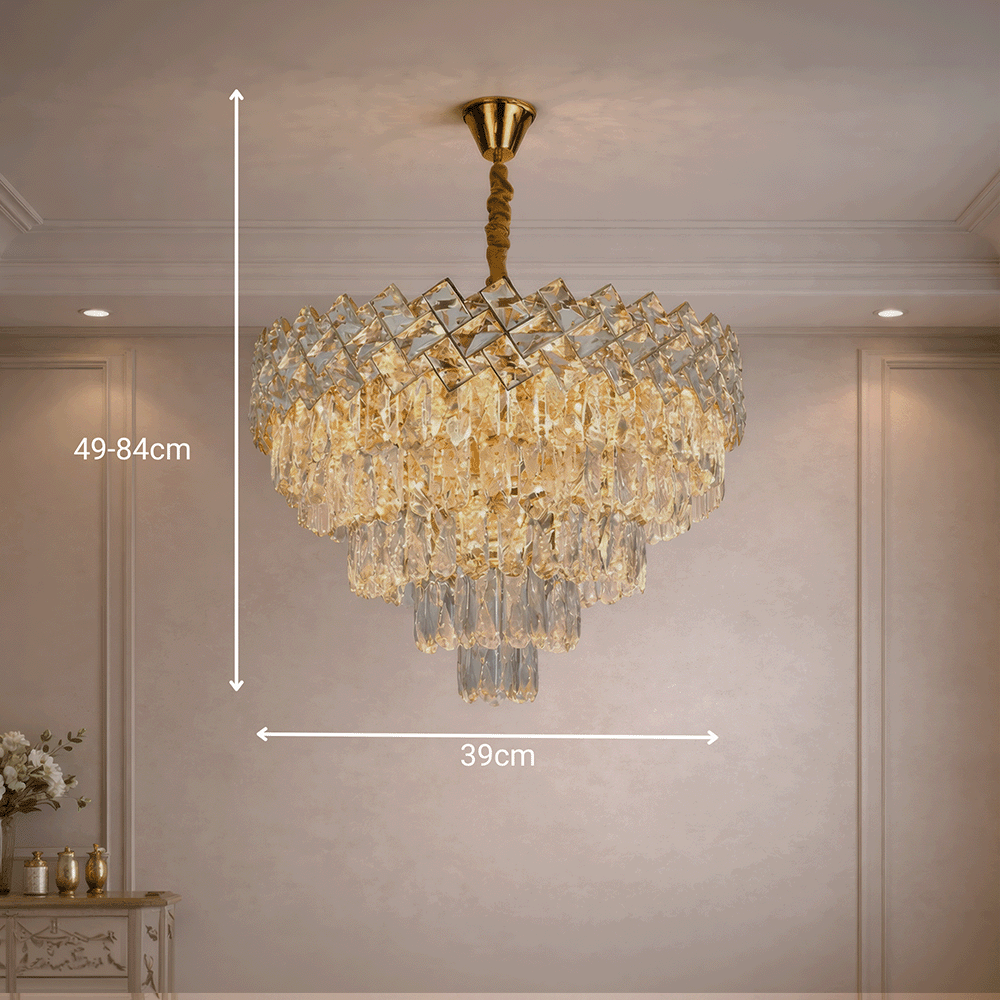WINDSOR Elegance kristálycsillár 8x E14, átmérő 39 cm, fényes arany, állítható magasságú, fém és kristály kristálycsillárok alapértelmezett cím Alessandro Design