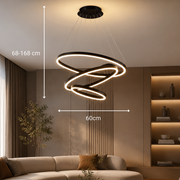 Függesztett LED-csillár távirányítóval CASIANA 85W, 3 kör, hideg/meleg/semleges fény, szabályozható, fekete, állítható magasságú LED-csillárok távirányítóval Alapértelmezett cím Alessandro Design