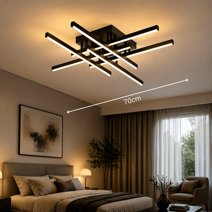 LED csillár távirányítóval LINEX, 81 W, 6 elem, lineáris, hideg/meleg/semleges fény, szabályozható, fekete LED csillárok távirányítóval Alapértelmezett cím Alessandro Design