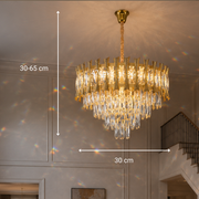 Candelabru Cristal HAMPTON Petito 3xE14, Diametru 30cm, Auriu Lucios, Inaltime Reglabila Candelabre Cristal Default Title Alessandro Design