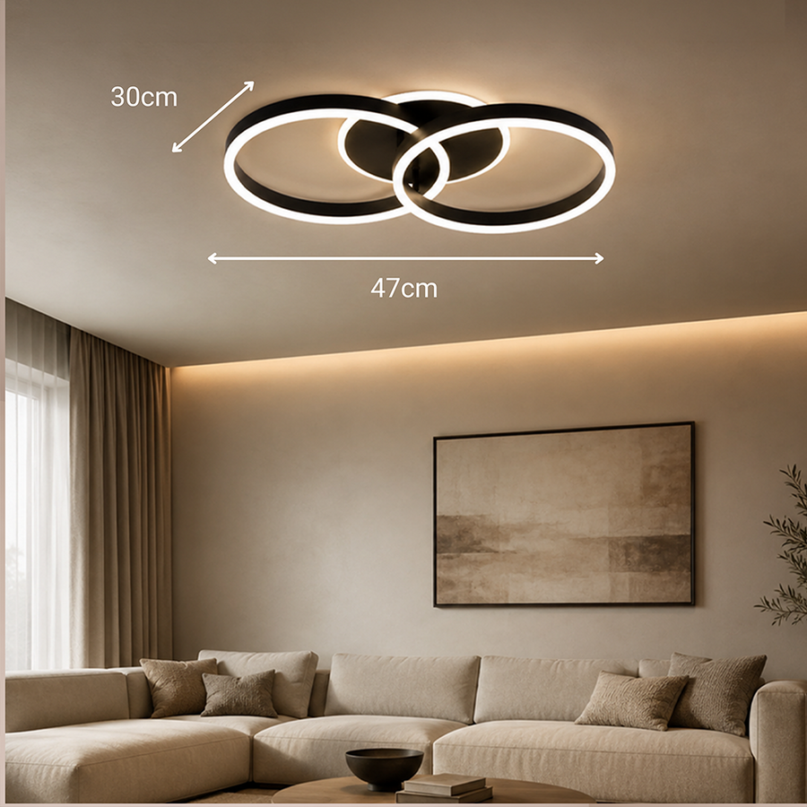 LED csillár távirányítóval RIGA LILITH 34W, 2 kör, hideg/meleg/semleges fény, szabályozható, fekete LED csillárok távirányítóval Alapértelmezett cím Alessandro Design