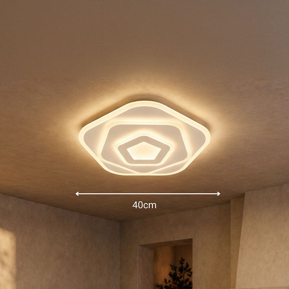 LED-csillár távirányítóval PENTAGON 59W, 40cm, hideg/meleg/semleges fény 3000K/4000K/6000K, fehér, fém és akril LED-csillárok távirányítóval Alapértelmezett cím Alessandro Design