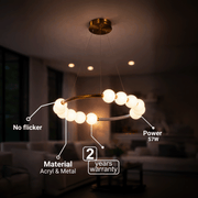LED függőlámpa akril Nova 57W távirányítóval, szabályozható, 3000K/4000K/6000K, arany, fém és akril LED-csillárok távirányítóval Alapértelmezett cím Alessandro Design