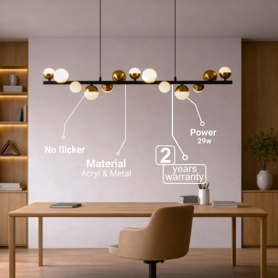 Aurion 29 W akril LED függő csillár távirányítóval, szabályozható, fekete arany, fém és akril LED csillárok távirányítóval Alapértelmezett cím Alessandro Design