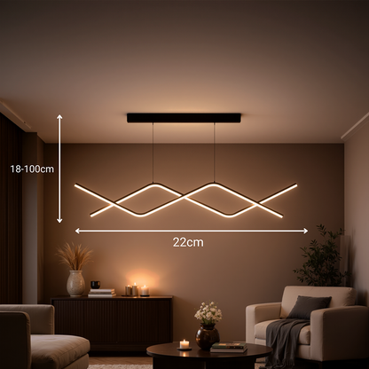 Függesztett LED-es csillár távirányítóval ZIGZAG 27W, hideg/meleg/semleges fény, szabályozható, fekete, állítható magasságú LED-csillárok távirányítóval Alapértelmezett cím Alessandro Design