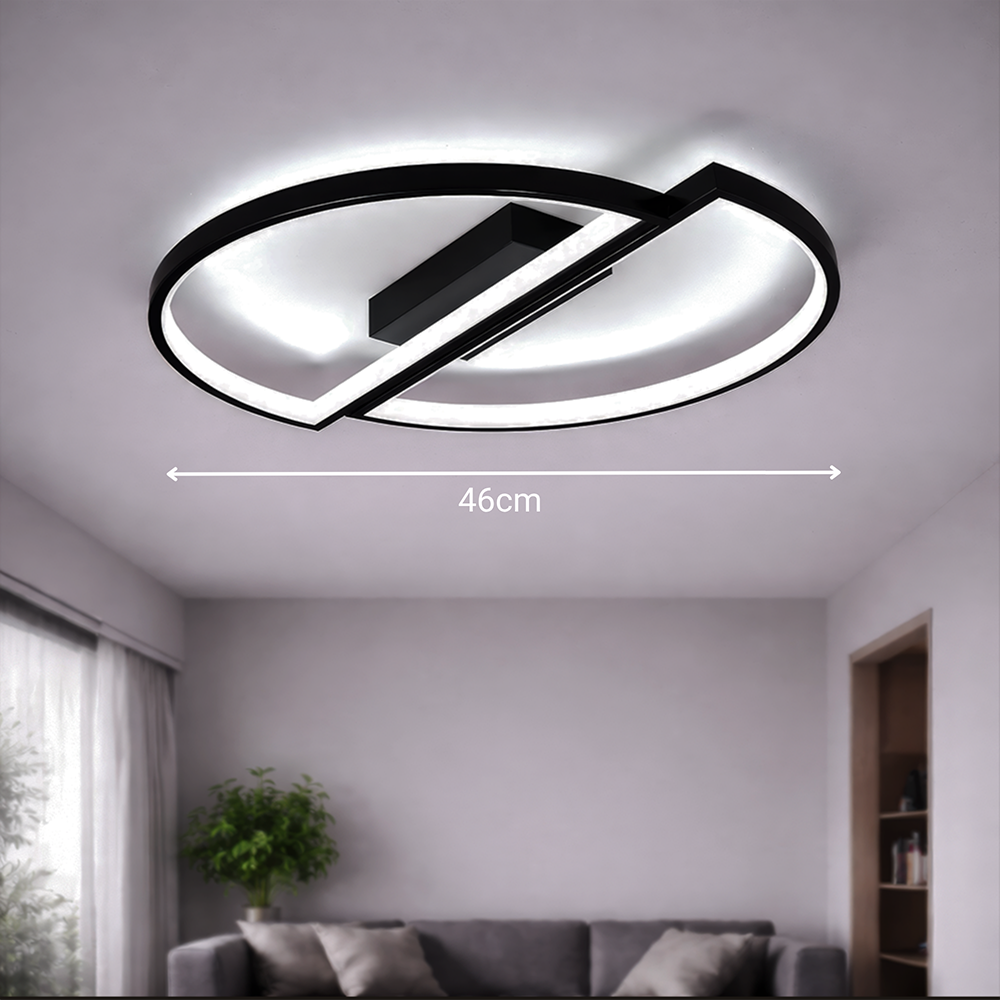 LED-es csillár távirányítóval VECTOR ARCUS 52W, 2 elem, hideg/meleg/semleges fény, szabályozható, fekete LED-es csillárok távirányítóval Alapértelmezett cím Alessandro Design