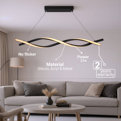 Függesztett LED-csillár távirányítóval, FLUX, 27 W, 116 cm, hideg/meleg/semleges fény 3000K/4000K/6000K, szabályozható, fekete, állítható magasságú, fém és szilikon modern csillárok alapértelmezett cím Alessandro Design
