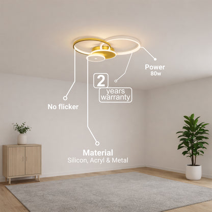 LED csillár távirányítóval KILLIAN 80W, 4 kör, hideg/meleg/semleges fény, szabályozható, arany LED-es csillárok távirányítóval Alapértelmezett cím Alessandro Design