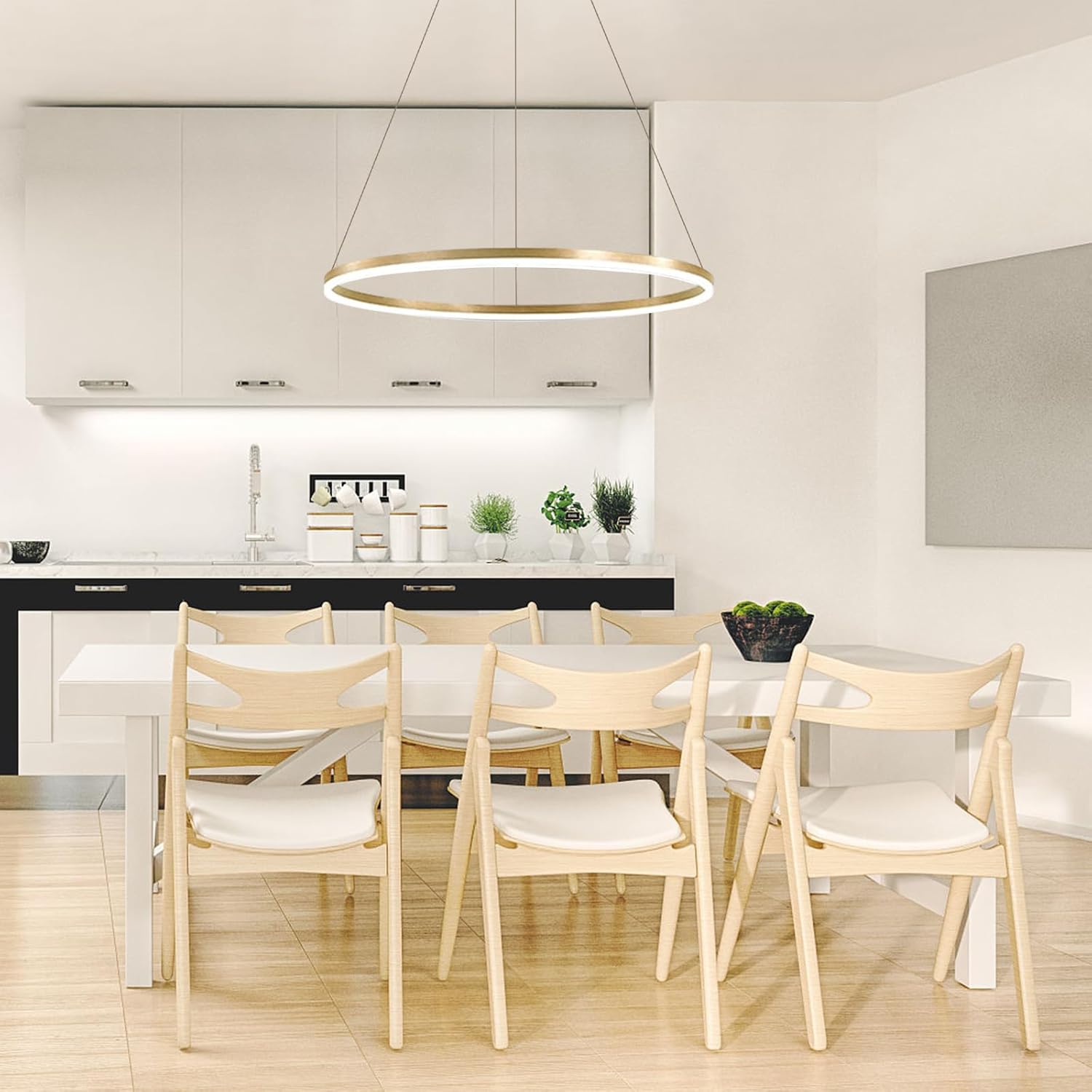 Függesztett LED-csillár, ANINA, 34W, 1 kör, átmérő 50 cm, hideg/meleg/semleges fény 3000K/4000K/6000K, szabályozható, fényes aranyfehér, állítható magasságú, fém és akril LED-csillárok távirányítóval Alapbeállítás Cím Alessandro