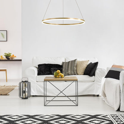 Függesztett LED-csillár, ANINA, 34W, 1 kör, átmérő 50 cm, hideg/meleg/semleges fény 3000K/4000K/6000K, szabályozható, fényes aranyfehér, állítható magasságú, fém és akril LED-csillárok távirányítóval Alapbeállítás Cím Alessandro