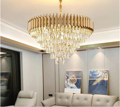 Candelabru Cristal VERSAILLES Supremo, CC900/800GD, 12xE14, Diametru 80cm, Auriu Lucios, Inaltime Reglabila, Metal si Cristal Candelabre Cristal Default Title Alessandro Design