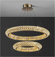 Lustra LED cu Telecomanda, LLC132/300GD, Cristal si Metal, 37W, 2 Cerc, Dimabila, 3000K/4000K/6000K, Iluminat Luxos Lustre LED cu Telecomanda Default Title Alessandro Design