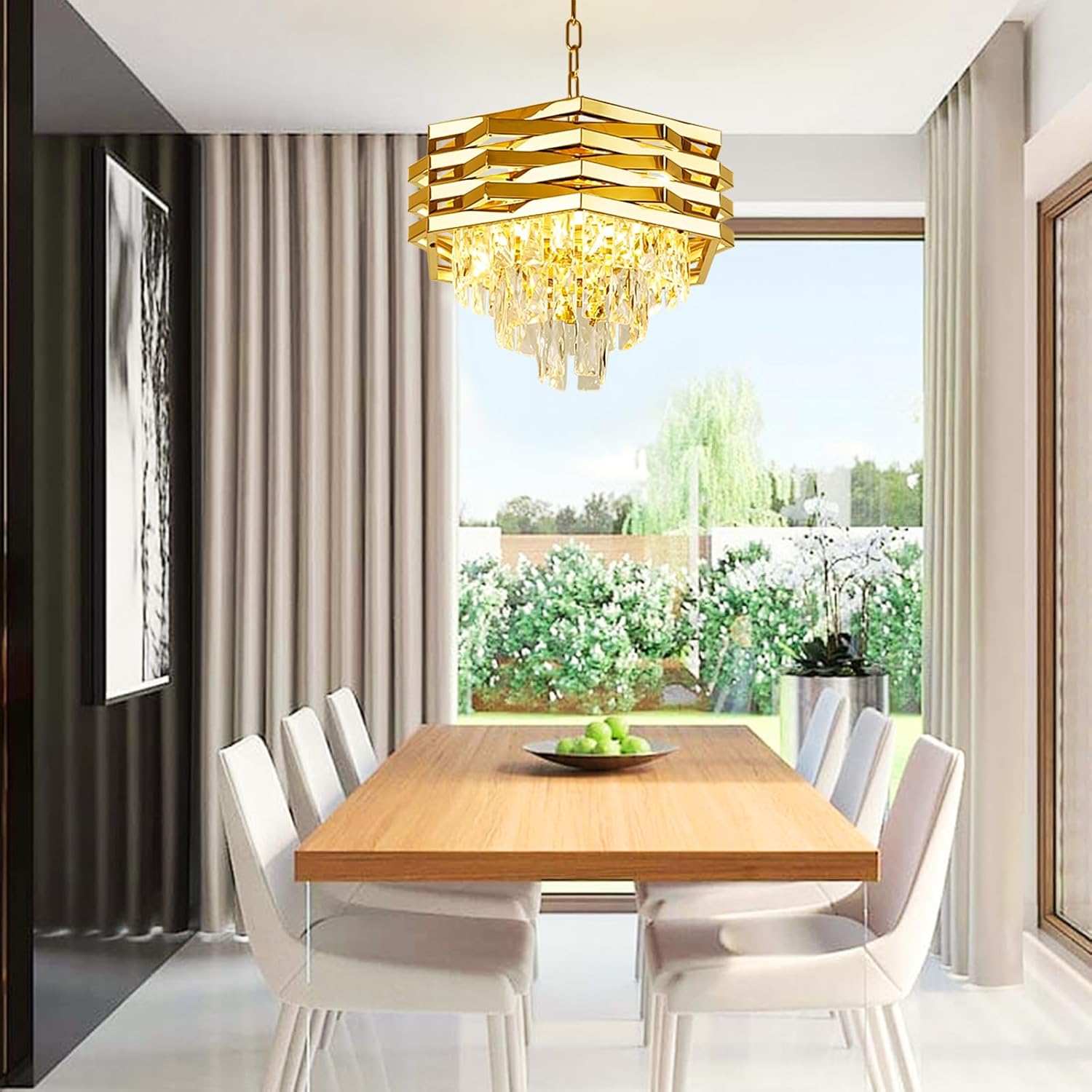 Candelabru Cristal HEXA Ø30cm 3xE14 Auriu Inaltime Reglabila Candelabre Cristal Default Title Alessandro Design