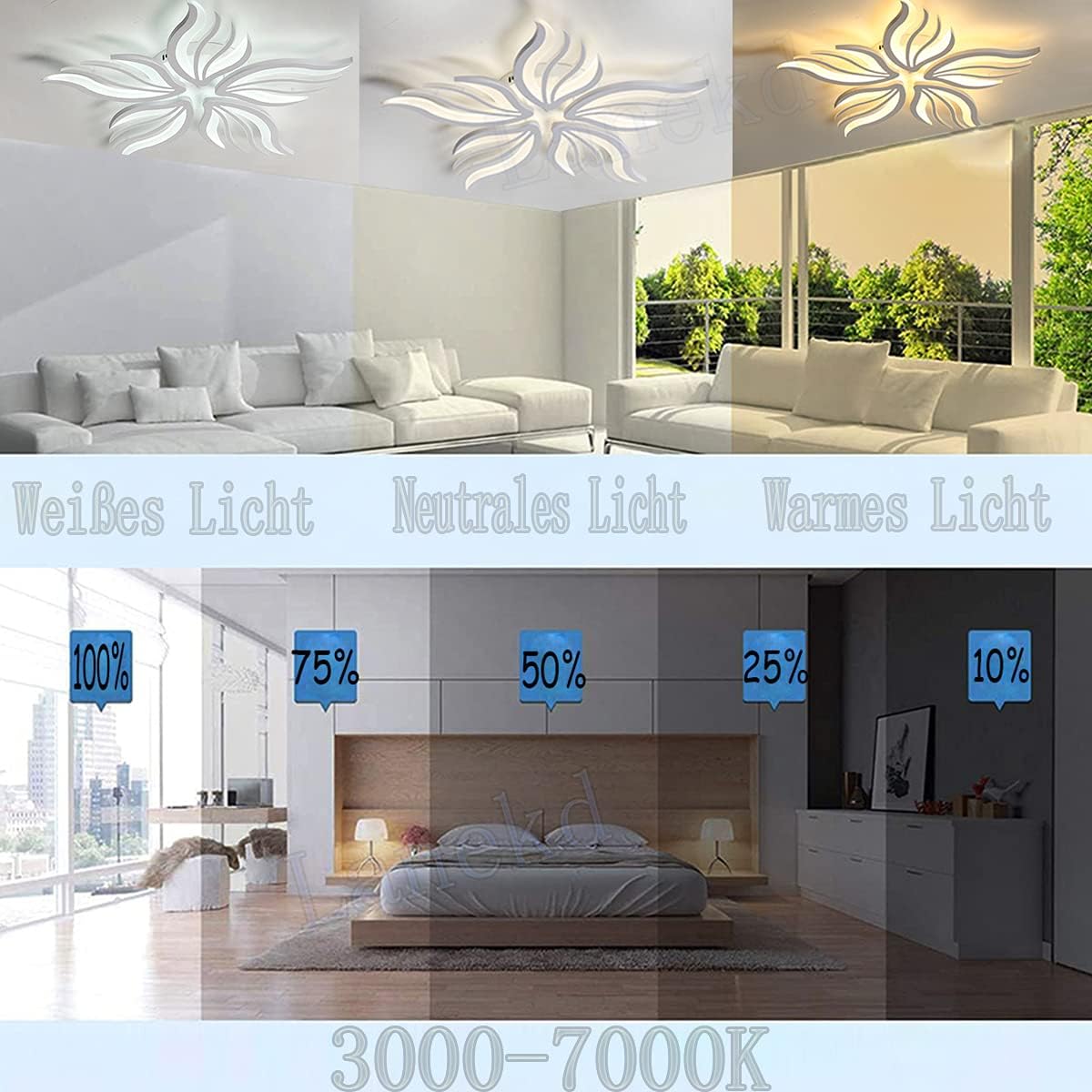 LED-es csillár távirányítóval SAKURA 62W, 5 szirom, hideg/meleg/semleges fény, szabályozható, fehér LED-es csillár távirányítóval Alapértelmezett cím Alessandro Design