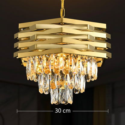 Candelabru Cristal HEXA Ø30cm 3xE14 Auriu Inaltime Reglabila Candelabre Cristal Default Title Alessandro Design