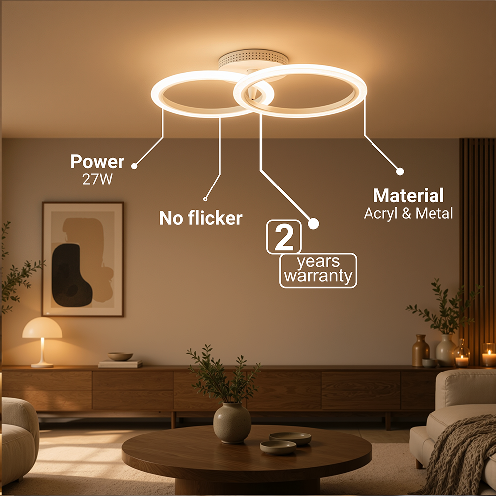 LED-es csillár távirányítóval BETTY 27W, 2 kör, hideg/meleg/semleges fény, szabályozható, fehér LED-es csillár távirányítóval Alapértelmezett cím Alessandro Design