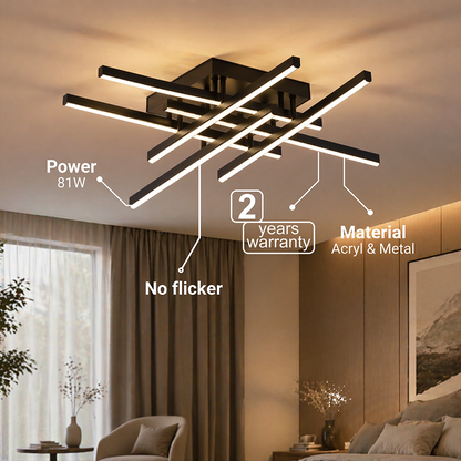 LED csillár távirányítóval LINEX, 81 W, 6 elem, lineáris, hideg/meleg/semleges fény, szabályozható, fekete LED csillárok távirányítóval Alapértelmezett cím Alessandro Design