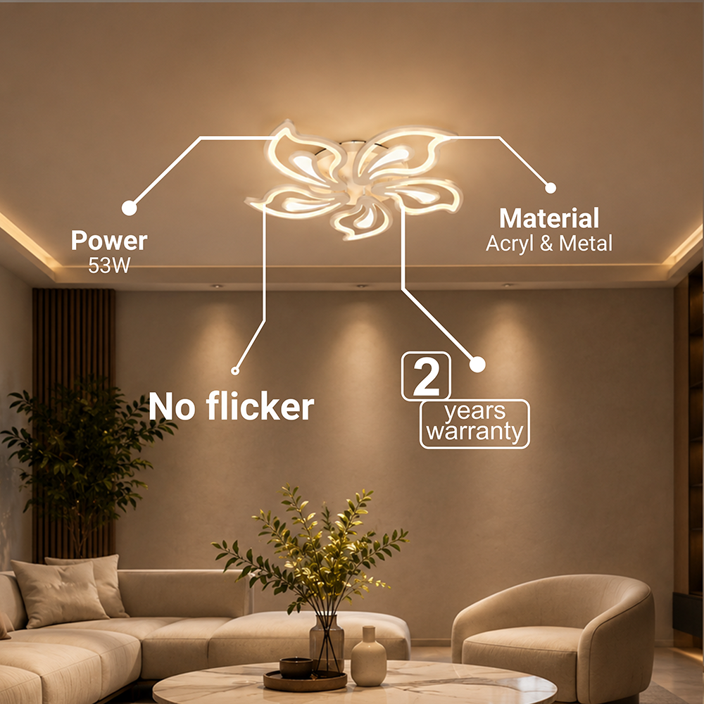 LED-es csillár távirányítóval GLORIOSA 95W, 5 szirom, hideg/meleg/semleges fény, szabályozható, fehér LED-es csillár távirányítóval Alapértelmezett cím Alessandro Design