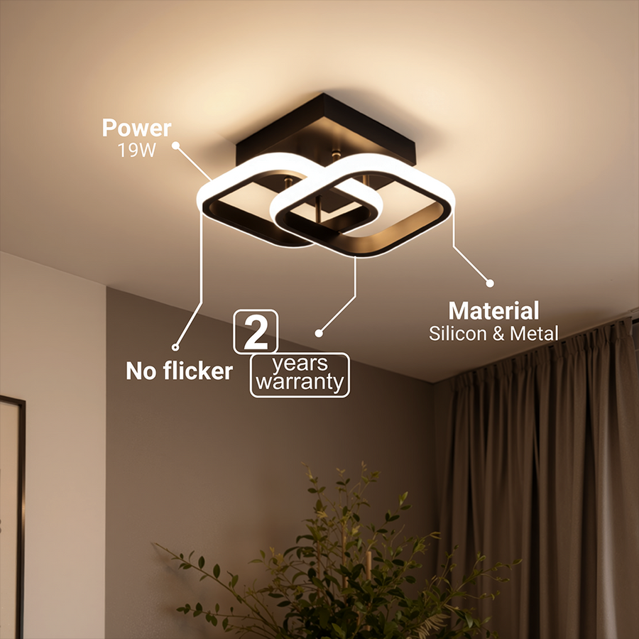 LED csillár VERTEX mátrix átfedő gyémántok, fém keretek, 24 W, 2 gyémánt, hideg/meleg/semleges fény 3000K/4000K/6000K, fekete, fém és szilikon LED-csillár alapértelmezett cím Alessandro Design