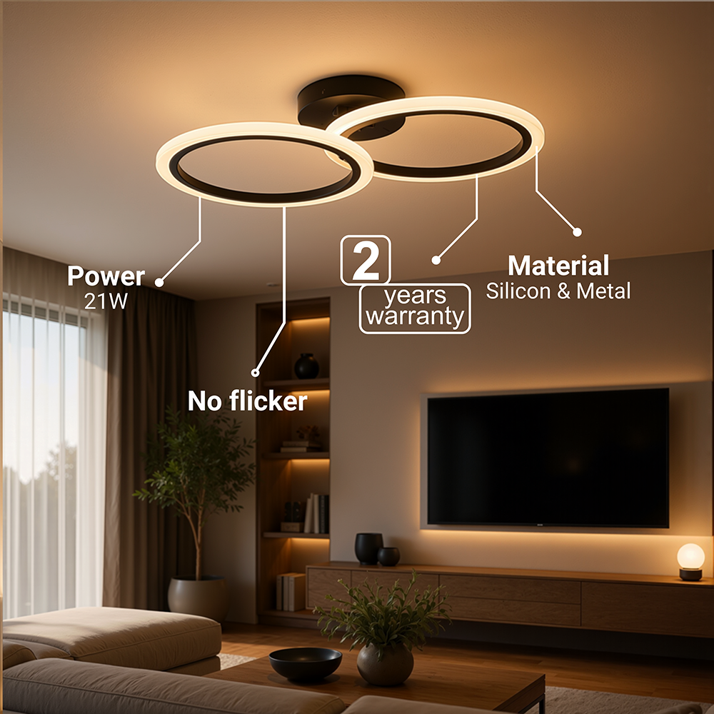 LED csillár távirányítóval BETTY 27W, 2 kör, hideg/meleg/semleges fény, szabályozható, fekete LED csillárok távirányítóval Alapértelmezett cím Alessandro Design