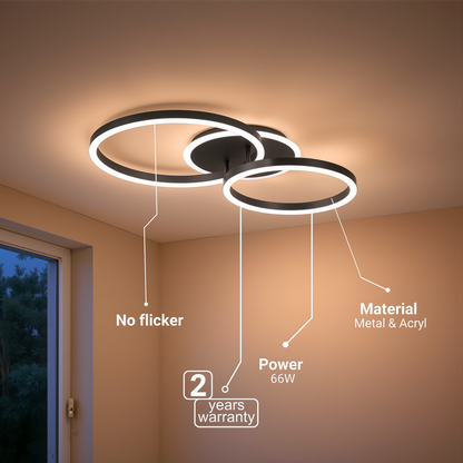 LED csillár távirányítóval RINOVA 66W, 2 kör, hideg/meleg/semleges fény, szabályozható, fekete LED csillárok távirányítóval Alapértelmezett cím Alessandro Design