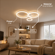 LED csillár távirányítóval BETTY 40 W, 3 kör, hideg/meleg/semleges fény, szabályozható, fehér, fém és akril LED csillárok távirányítóval Alapértelmezett cím Alessandro Design