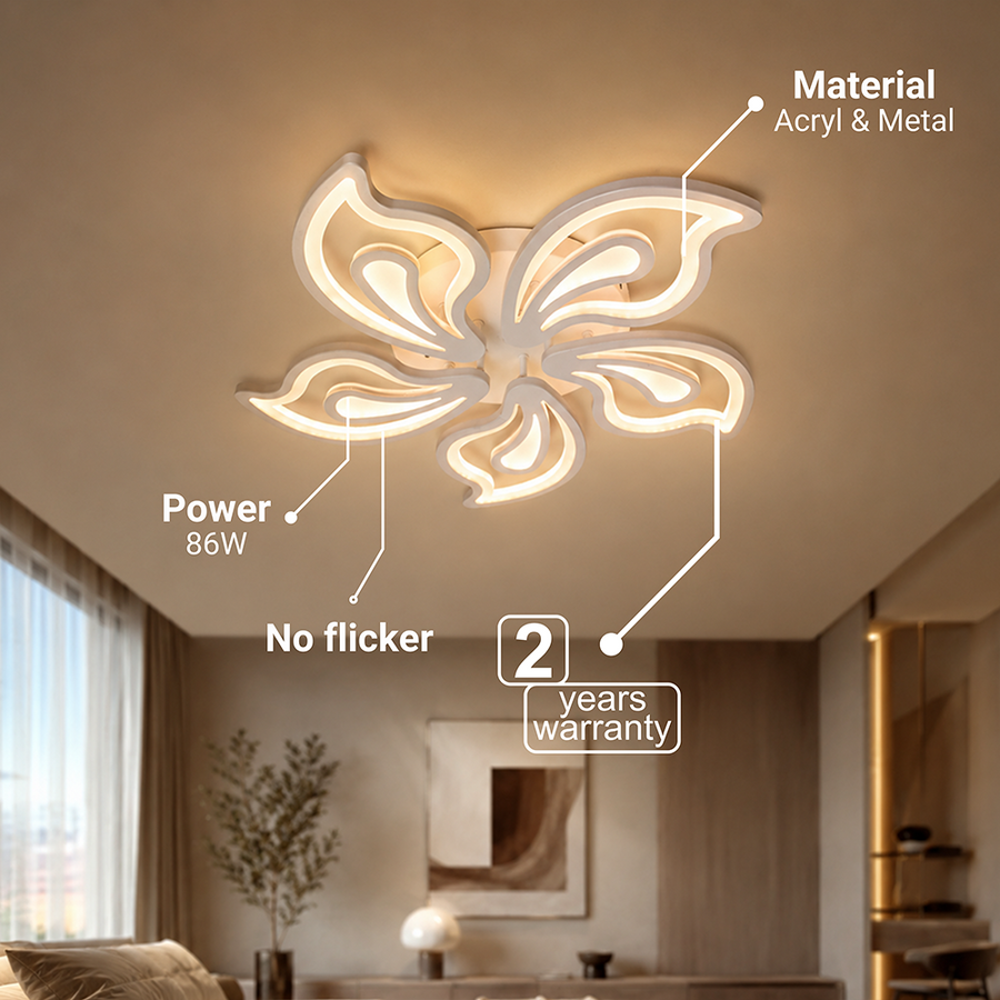 LED csillár távirányítóval LILY 86W, 5 elem, hideg/meleg/semleges fény, szabályozható, fehér LED-es csillár távirányítóval Alapértelmezett cím Alessandro Design