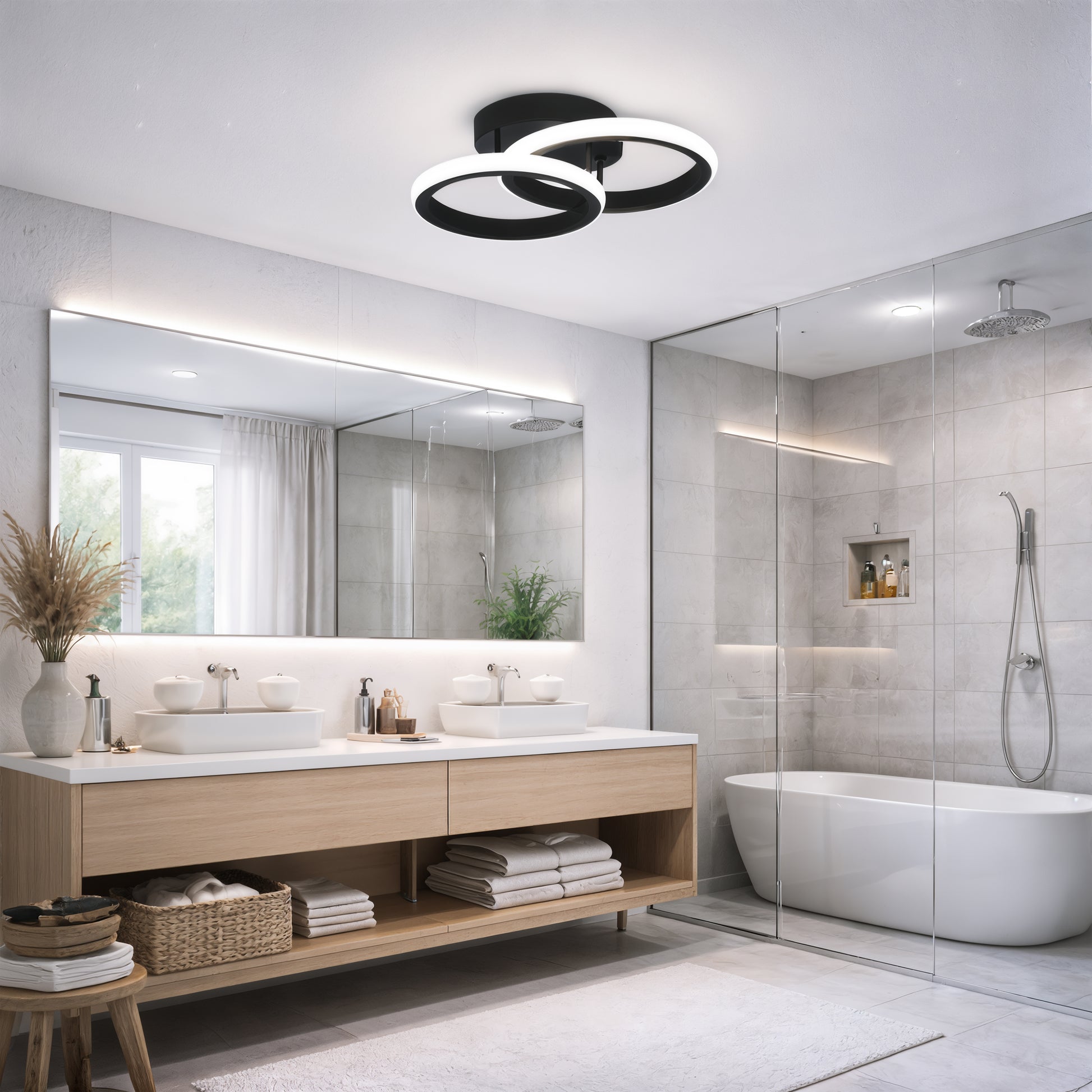 LED csillár VERTEX CIRCULA 21W, 2 kör, fém keretek, hideg/meleg/semleges fény 3000K/4000K/6000K, fekete, fém LED-csillárok alapértelmezett cím Alessandro Design